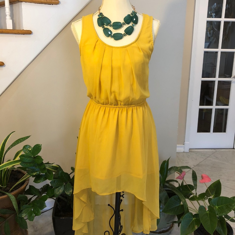 Golden Mustard Yellow High Low Dress